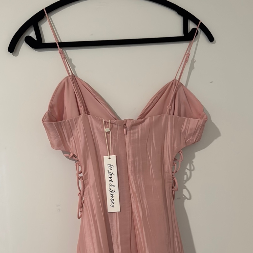 For Love And Lemons Pink Pleated Spaghetti Strap Gown - Picture 6 of 7